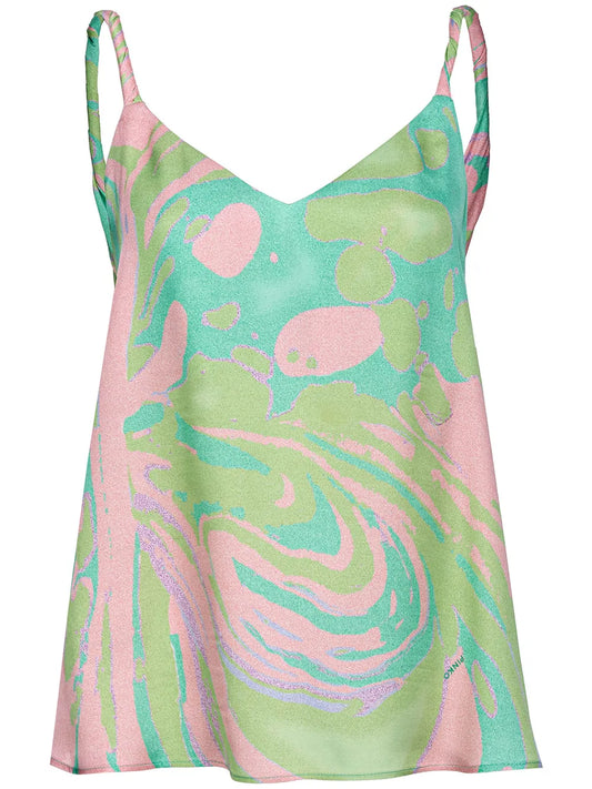 Marble-Print Cowl-Back Top
