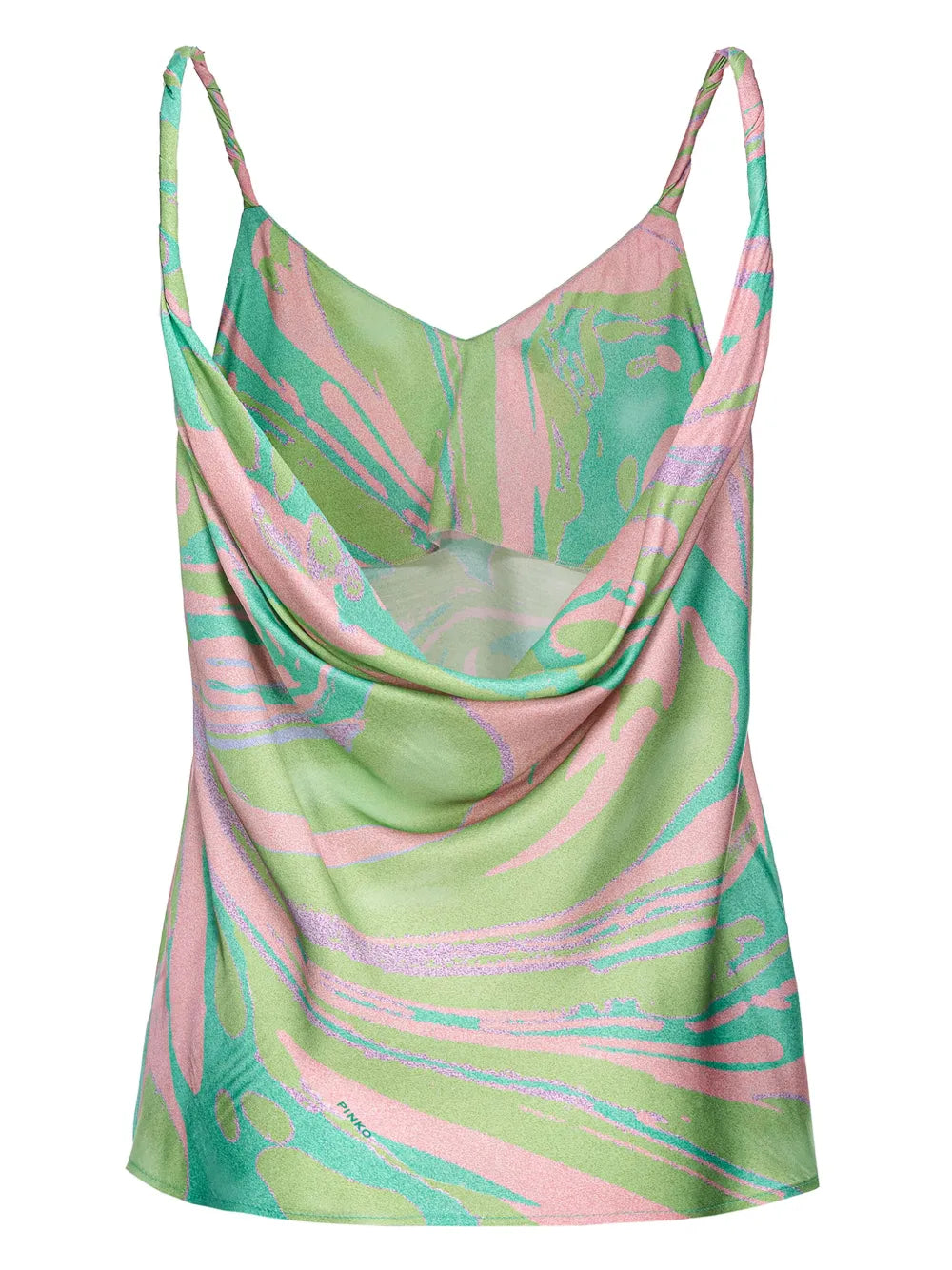 Marble-Print Cowl-Back Top