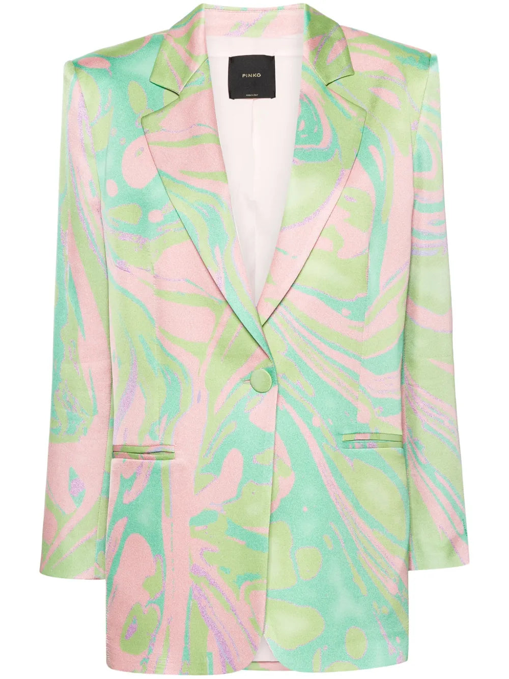 Abstract-Print Satin Blazer