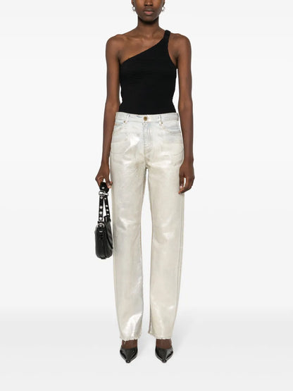 Roxanne Laminated Straight-Leg Jeans
