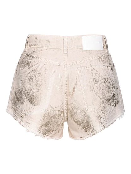 Graphic-Print Mid-Rise Denim Shorts