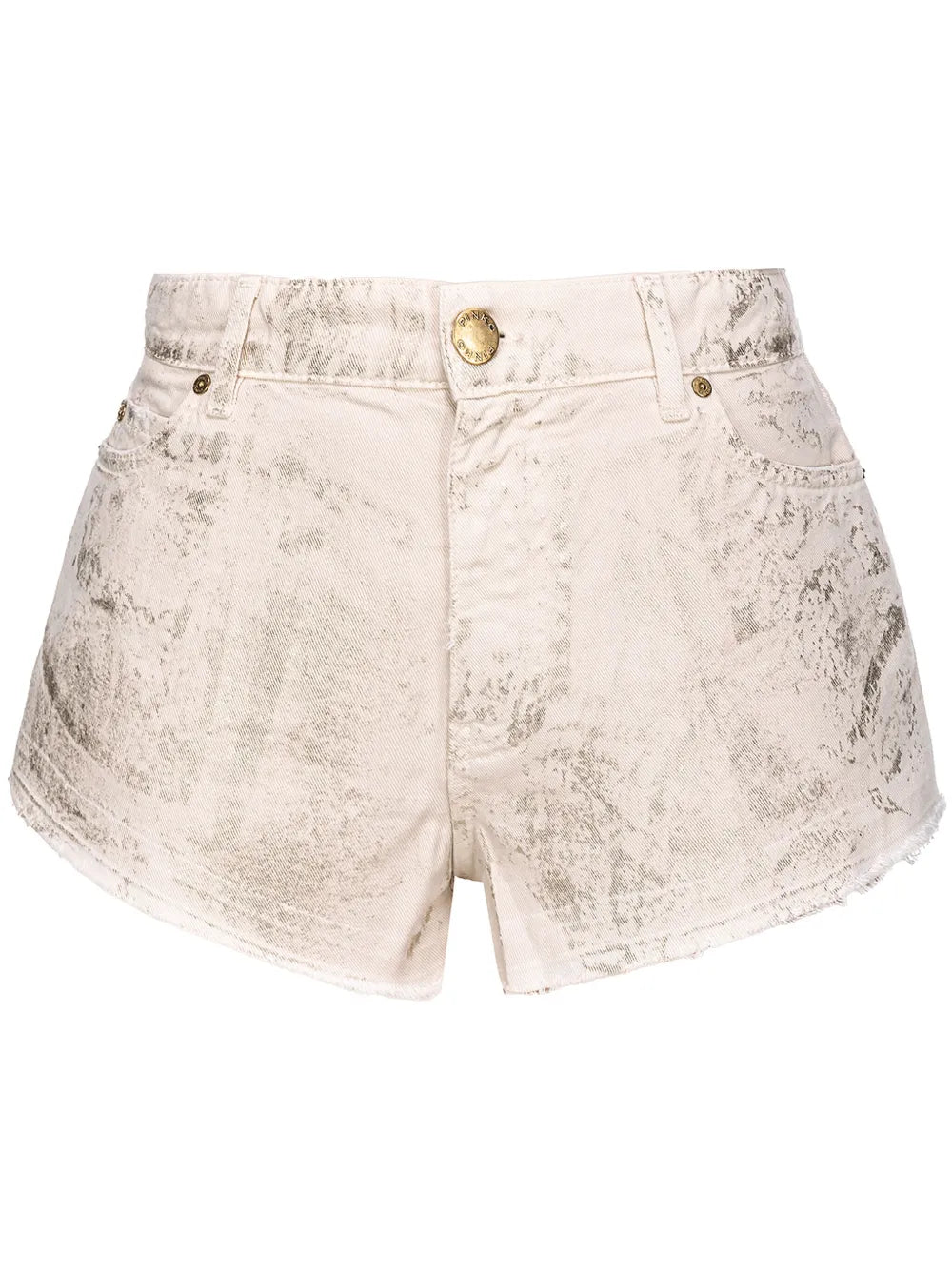 Graphic-Print Mid-Rise Denim Shorts