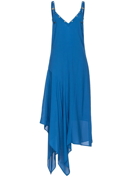 Asymmetric Studded V-Neck Dress