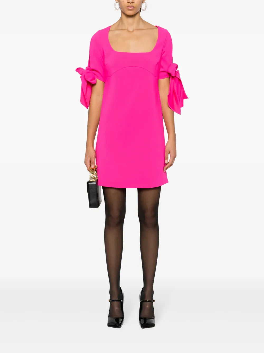 Ribbon Tie-Detailed Mini Dress
