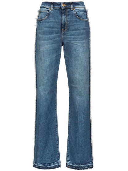 Frayed-Trim Flared Jeans