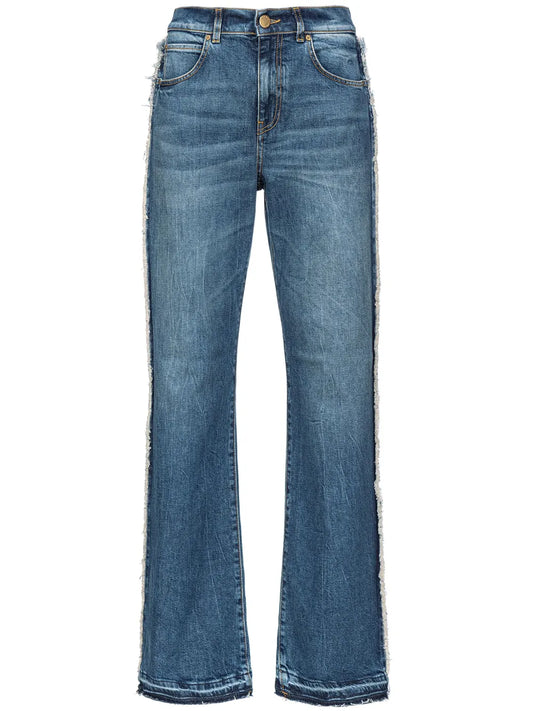 Frayed-Trim Flared Jeans