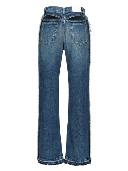 Frayed-Trim Flared Jeans