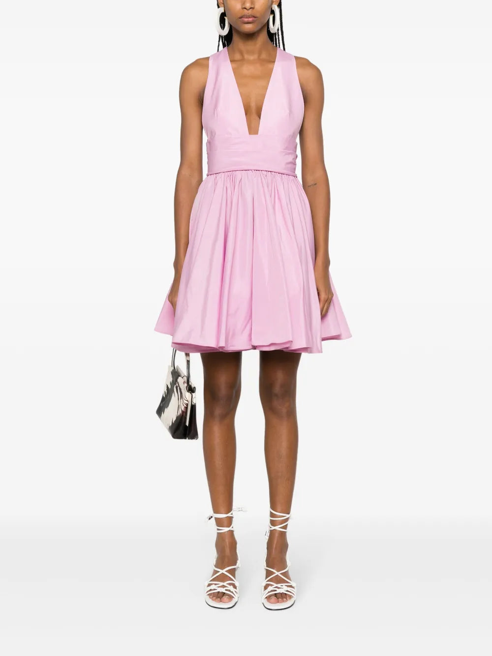 Ruffle-Hem V-Neck Minidress
