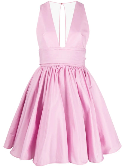Ruffle-Hem V-Neck Minidress