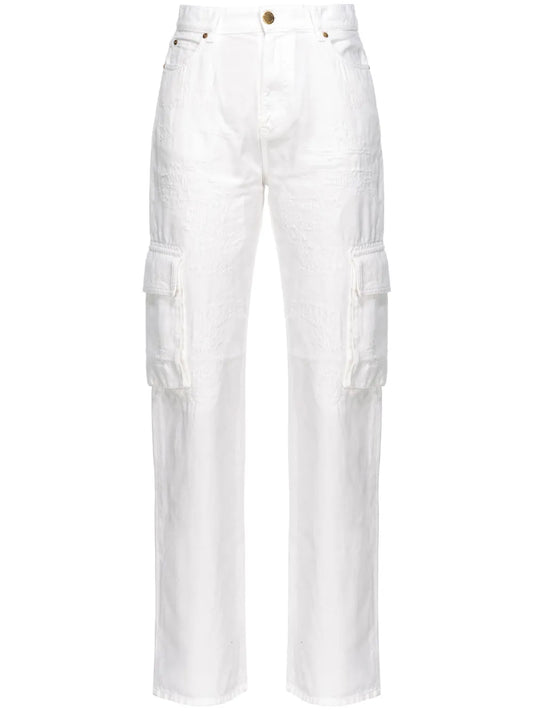 High-Rise Straight-Leg Cargo Jeans