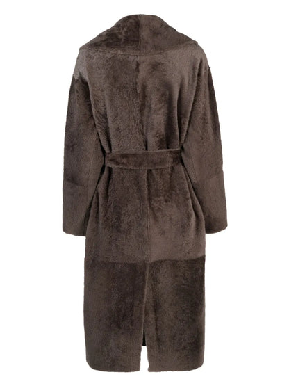 Belted Panelled Maxi Coat