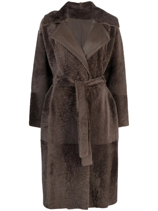 Belted Panelled Maxi Coat