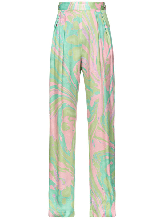 Abstract-Print Straight-Leg Trousers