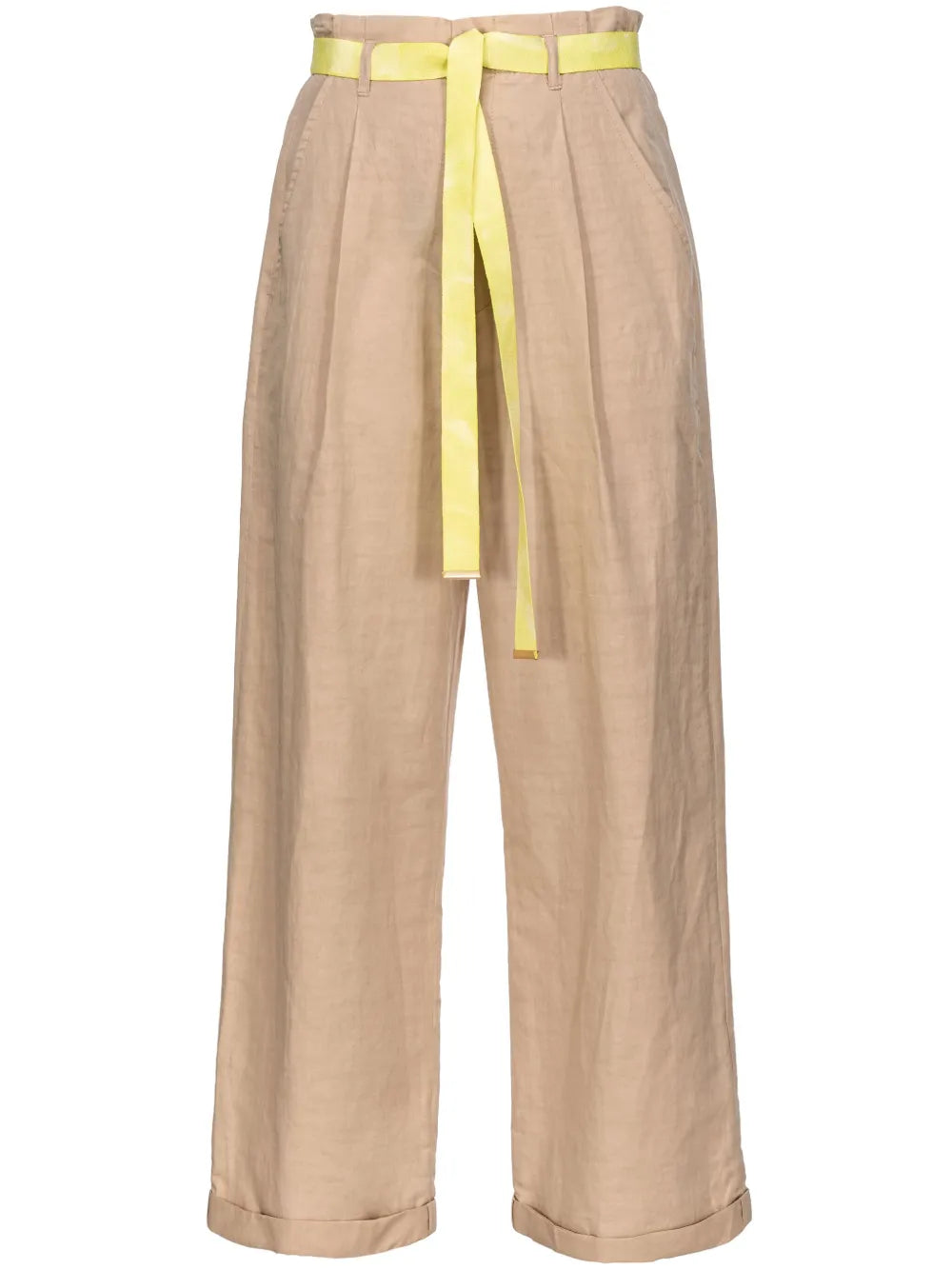 High-Waisted Belted Wide-Leg Trousers
