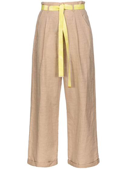 High-Waisted Belted Wide-Leg Trousers