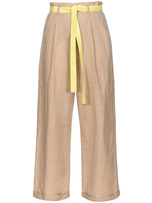 High-Waisted Belted Wide-Leg Trousers