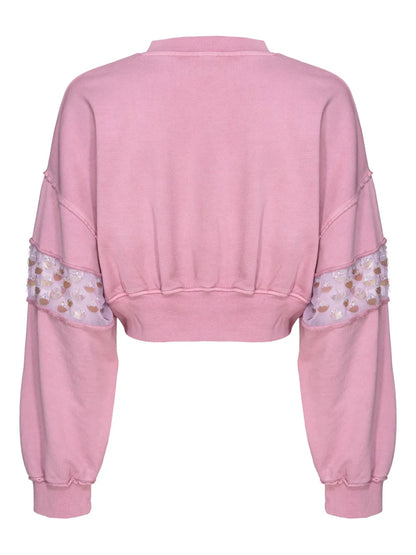 Sequin-Embellished Cropped Sweatshirt