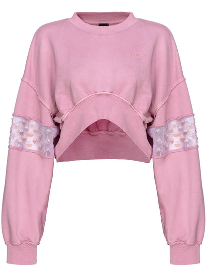 Sequin-Embellished Cropped Sweatshirt