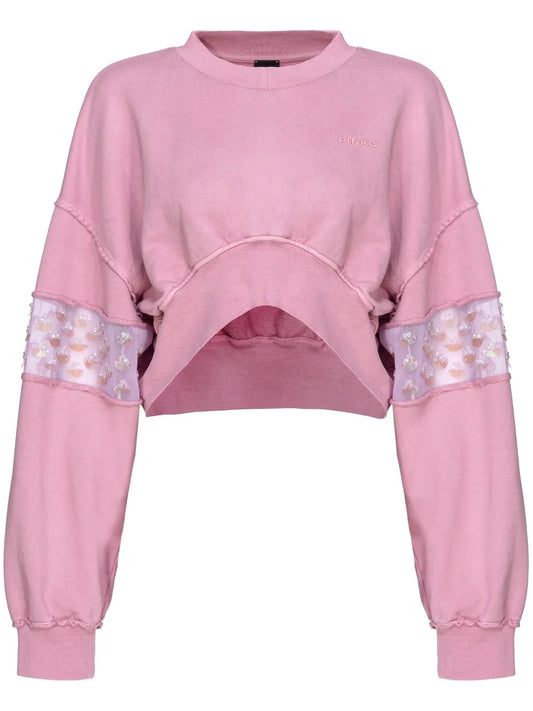 Sequin-Embellished Cropped Sweatshirt