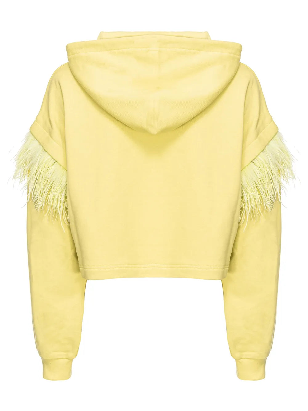 Feather-Detail Cropped Hoodie