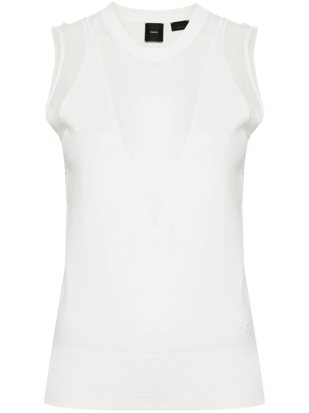 Semi-Sheer Embroidered Logo Top