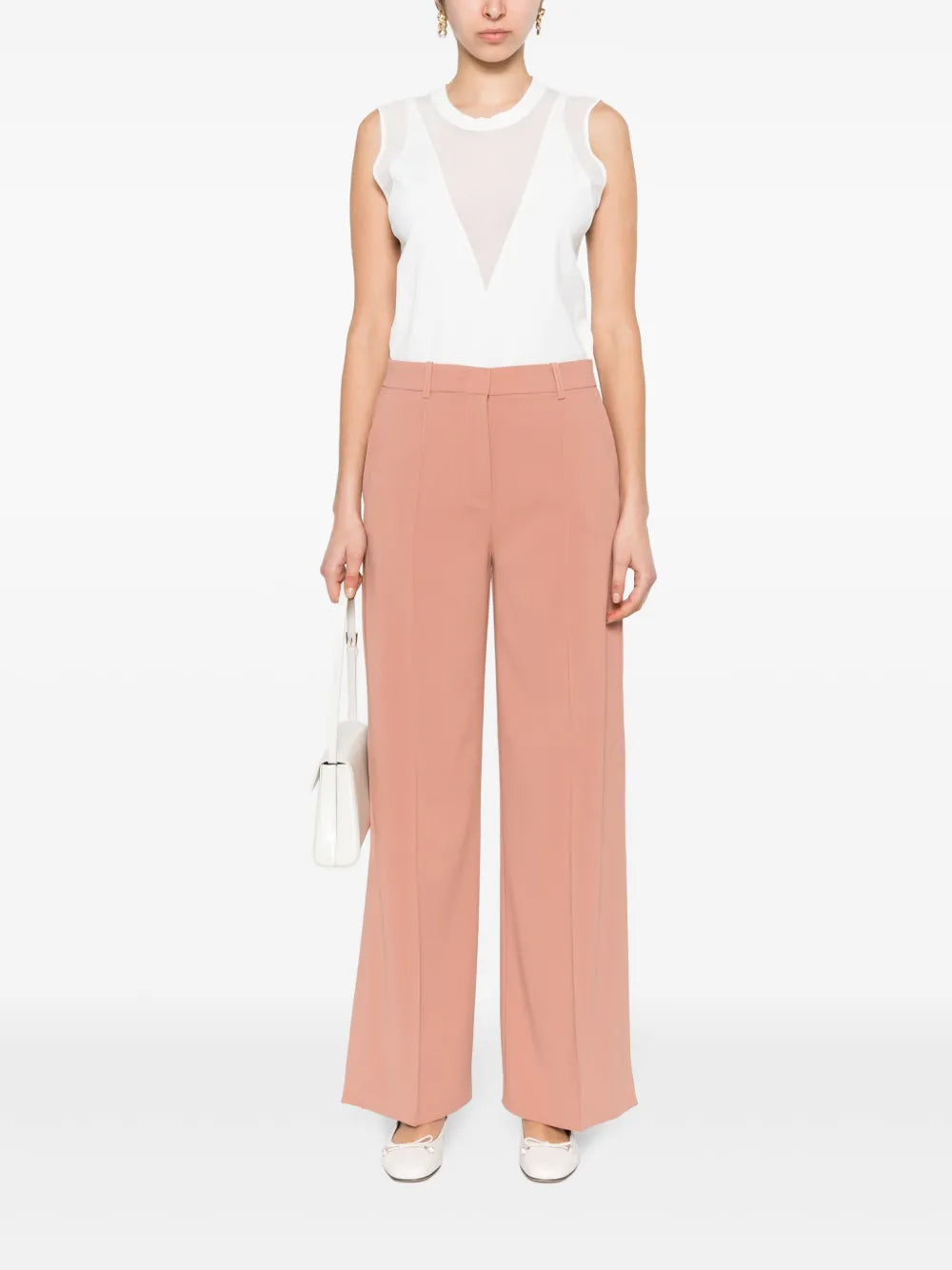 Semi-Sheer Embroidered Logo Top