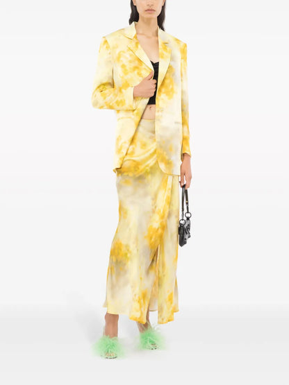 Abstract-Print Draped Skirt