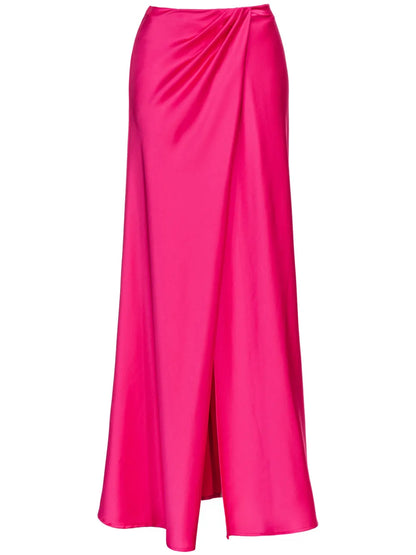 Draped Front-Slit Maxi Skirt