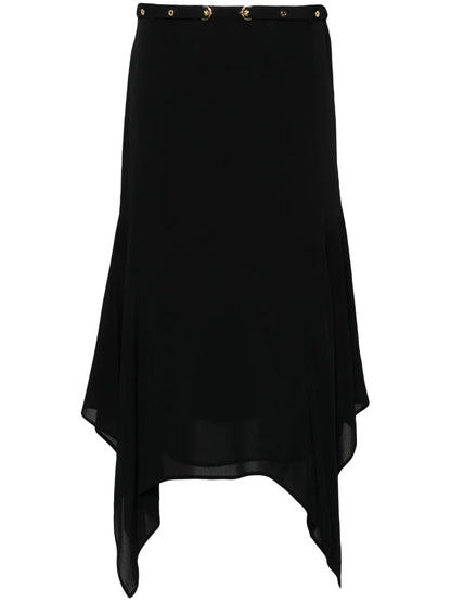 Asymmetric Crepe De Chine Midi Skirt