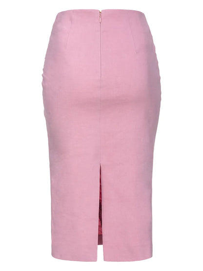 Asymmetric Ruched Midi Skirt
