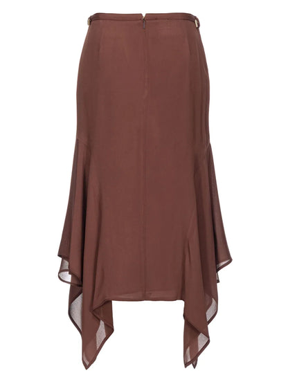 Belted Asymmetric Midi Skirt