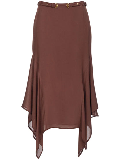 Belted Asymmetric Midi Skirt