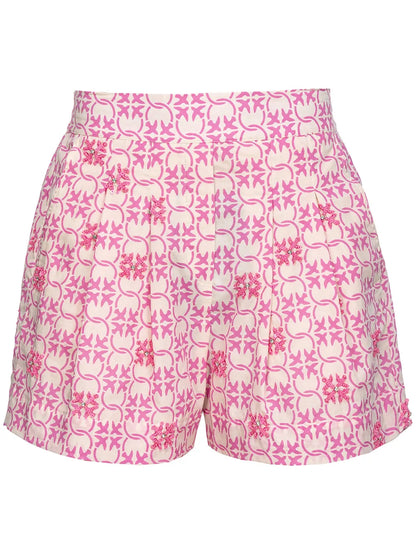 Monogram-Pattern High-Waist Shorts