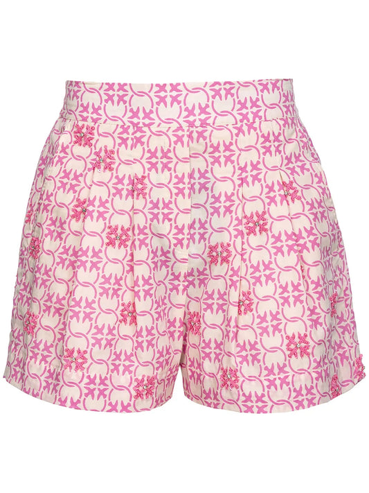 Monogram-Pattern High-Waist Shorts