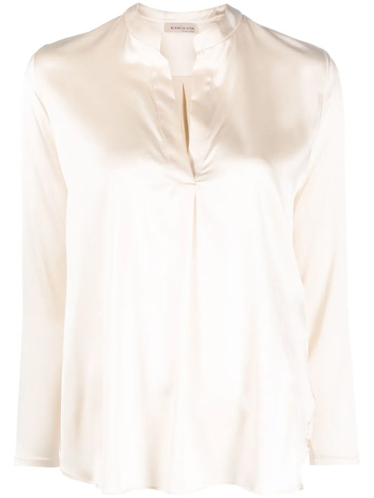 V-Neck Silk Blouse