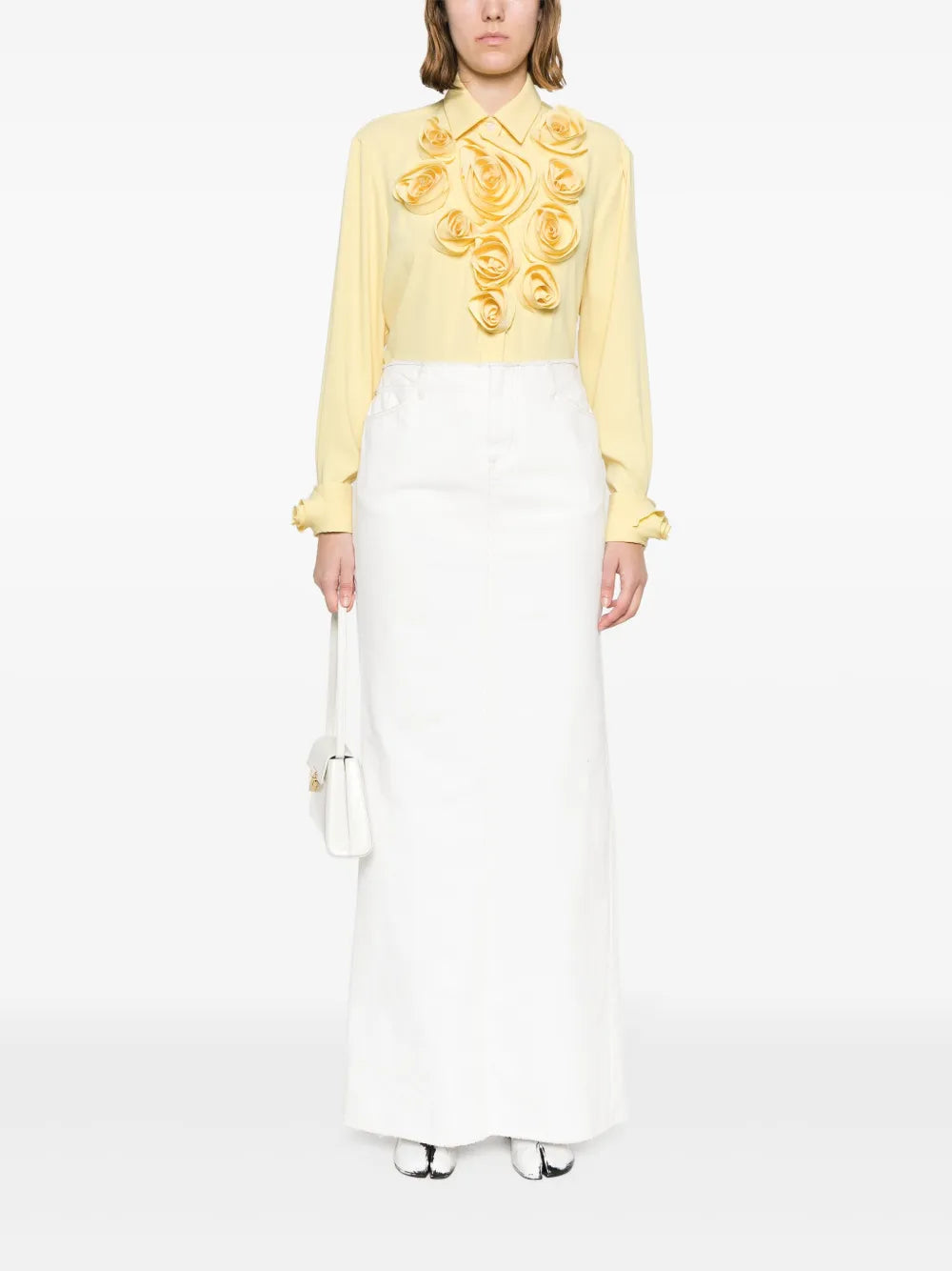 Crepe Floral-Appliqué Shirt