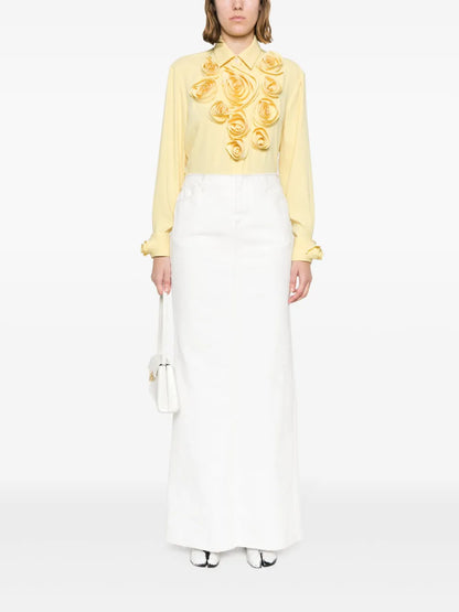 Crepe Floral-Appliqué Shirt
