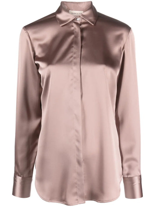 Long-Sleeve Satin Shirt