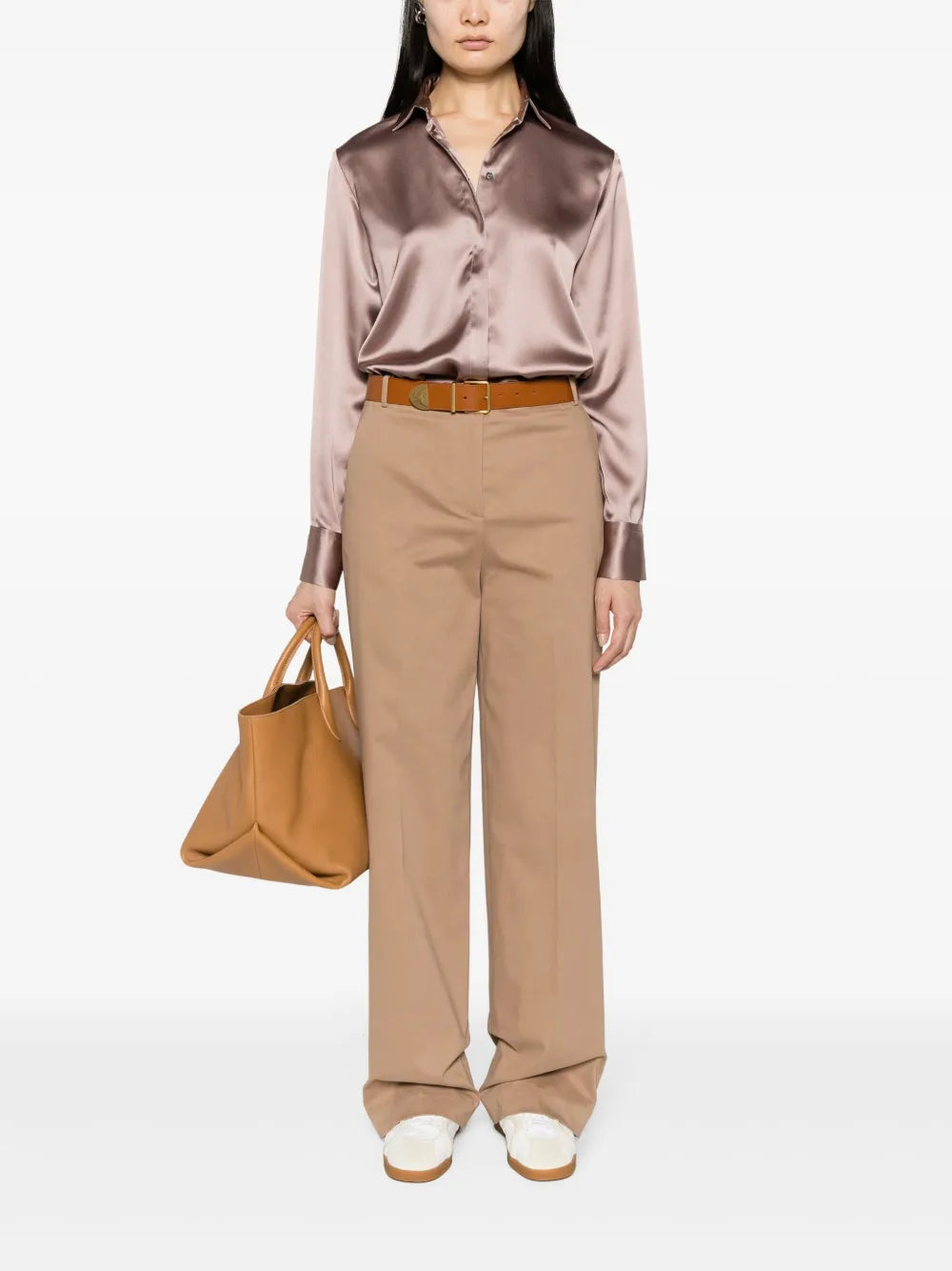 Long-Sleeve Satin Shirt