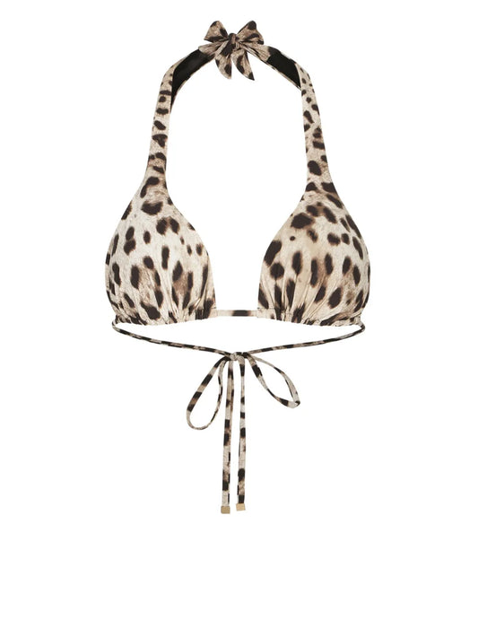 Leopard-Print Triangle Bikini Top