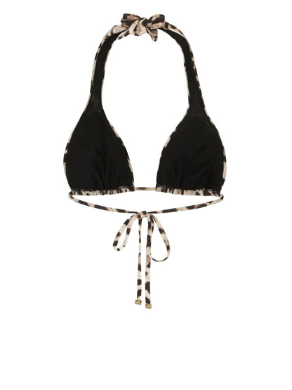 Leopard-Print Triangle Bikini Top