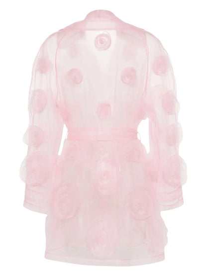Rose-Appliqué Tule Coat