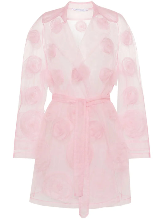 Rose-Appliqué Tule Coat