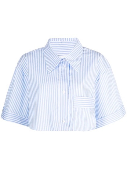 Striped Cropped Organic-Cotton Shirt
