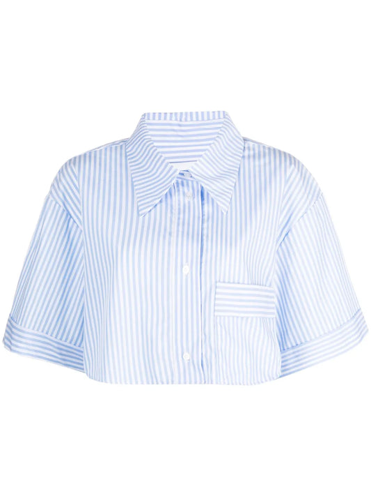 Striped Cropped Organic-Cotton Shirt