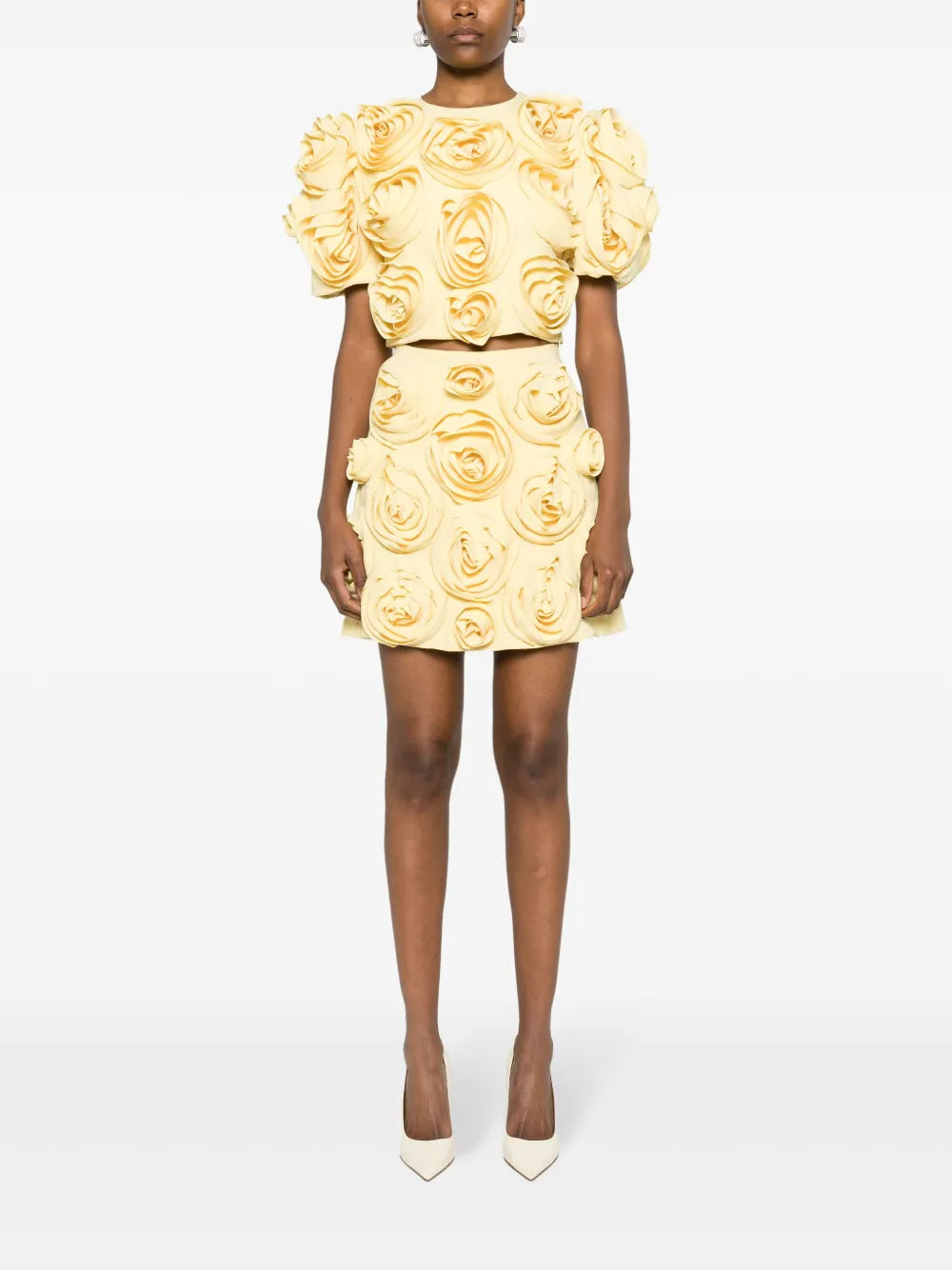 Rose-Appliqué Cropped Top