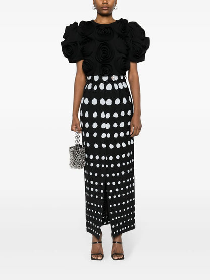 Rose-Appliqué Cropped Top