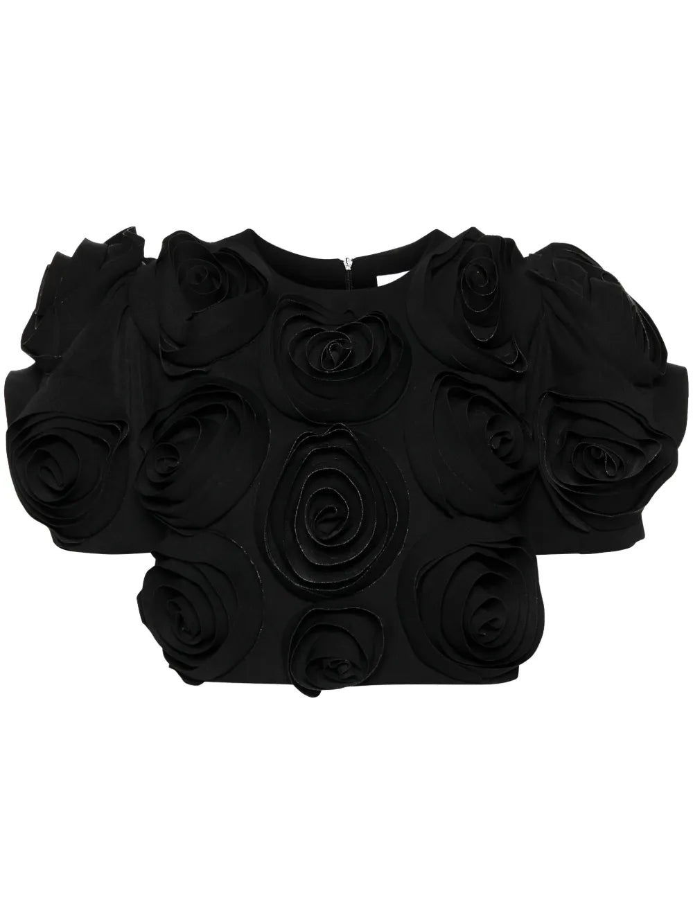 Rose-Appliqué Cropped Top