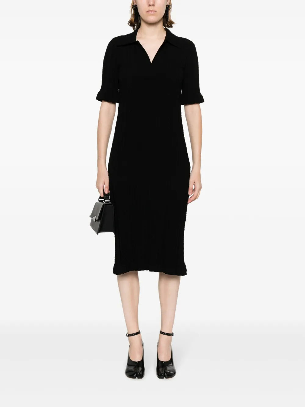 V-Neck Knitted Midi Dress