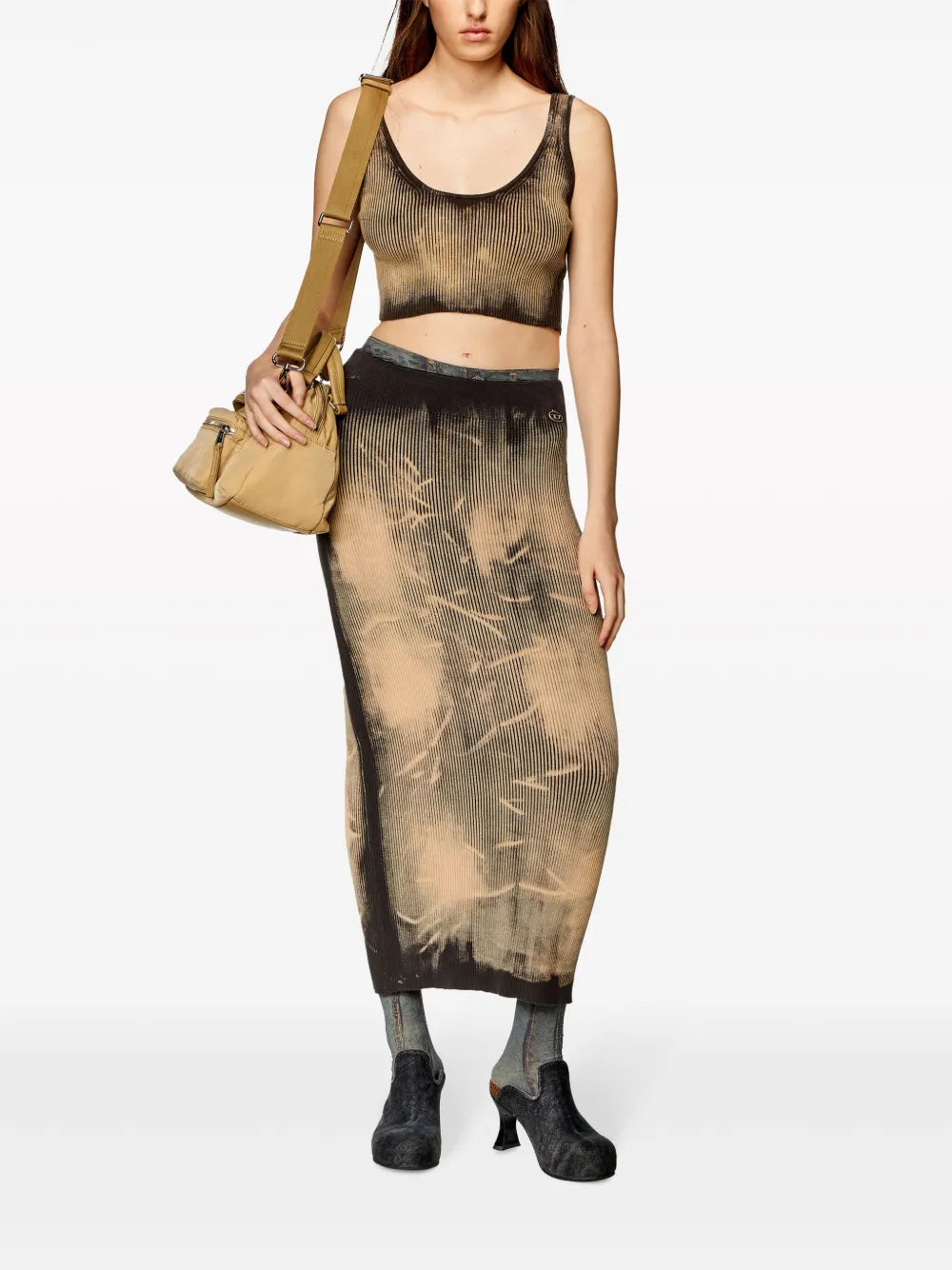 M-Deidra Bleached-Effect Crop Top